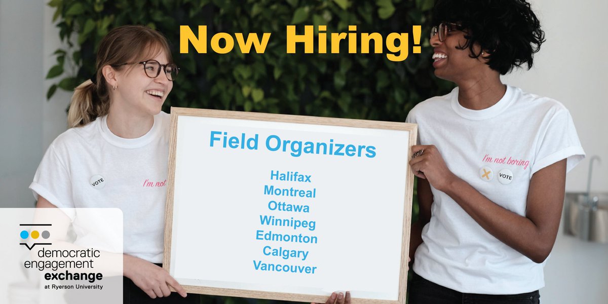 TheExchange_TMU's tweet image. We are hiring! Worried about the state of democracy?  Optimistic about the impact of grassroots organizing?  Join our team as a field organizer, positions available across the country. APPLY NOW! Deadline August 1. #elxn43 #cdnVOTE2019 #cdnpoli static1.squarespace.com/static/5cf6a41…