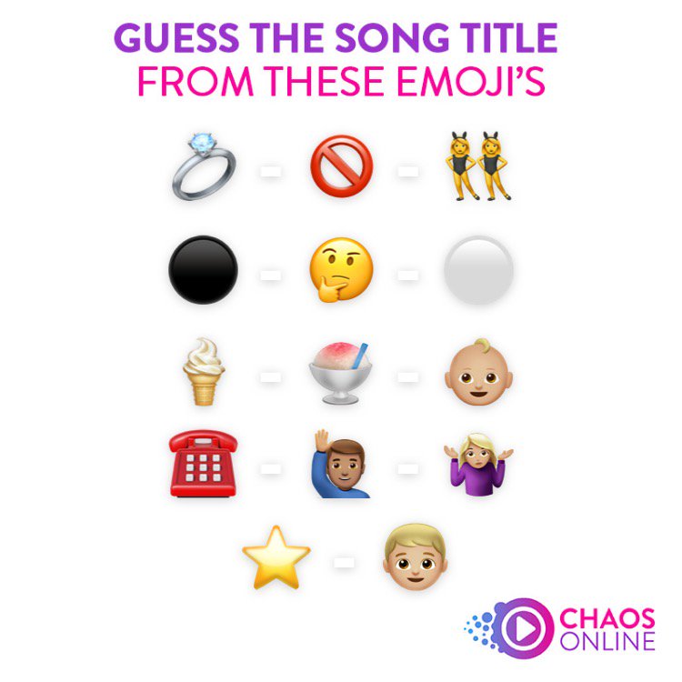 CHAOSRadioUK's tweet image. Can YOU crack our code? 
Tell us what you think the song titles are from the emoji's below! #GuessTheSong #EmojiCode #KeepItChaos