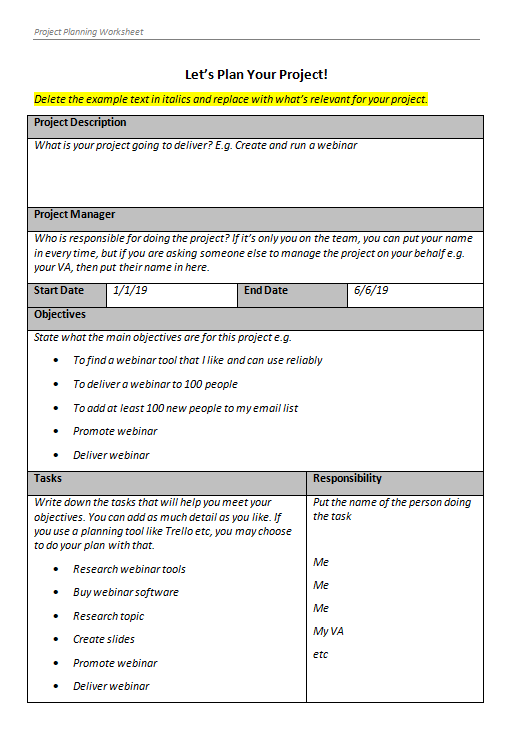 OrganiseBlog's tweet image. I am a project manager at my day job. I have created a project planning worksheet for bloggers and you can get it here: elizabeth-harrin.com/project-planni…