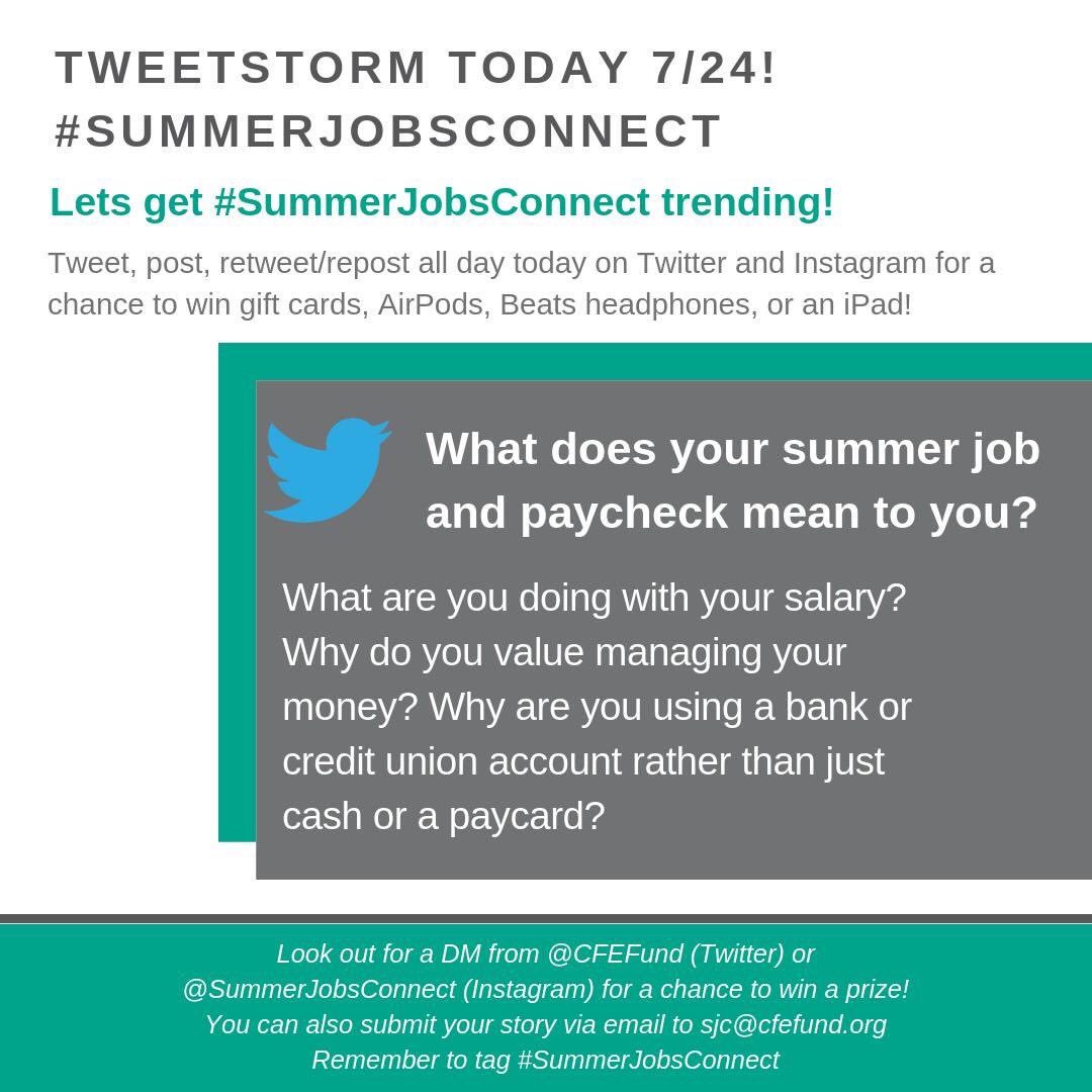 HWeeat's tweet photo. Why are you using a bank or credit union account rather than just cash or a paycard? @BankonDC @CFEfund @mcmofficial04 @ManagersMoney @cmoneymoguls @YoungLitRichEm1
#SummerJobsConnect #YMM19 #MBSYEP19 #WealthyWednesday https://t.co/EnCQTp4Czf