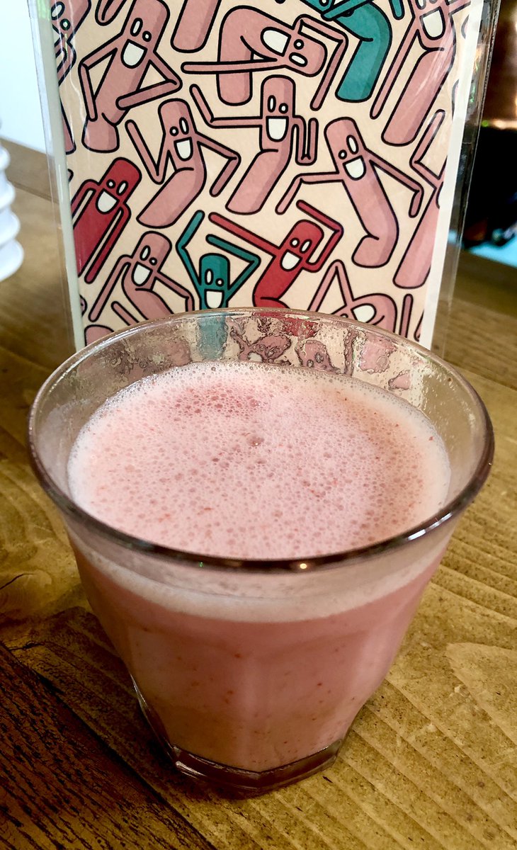 Grom Fragola almond milkshake with artwork by Leonie Wharton <a href="/BlackSwanYard/">Black Swan Yard</a>