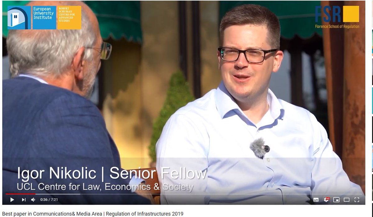 FSR_Transport's tweet photo. As a follow-up of the FSR Annual Conference #CRI19 we have prepared a series of interviews.
Pier Luigi Parcu, Director of FSR Communications&Media Area, CMPF, EUI, talks to Igor Nikolic, whose paper was considered the best Comms&Media paper.
📽️https://t.co/sv8UQMbo5B https://t.co/TsGmo8325N