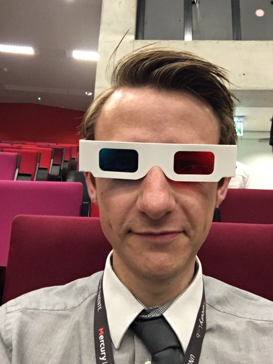 hare_colin's tweet photo. The plenary talk “Hyperspheres in hyperspace” at #DEM8 required 3D glasses - not your standard presentation! https://t.co/kUP95rM6x3