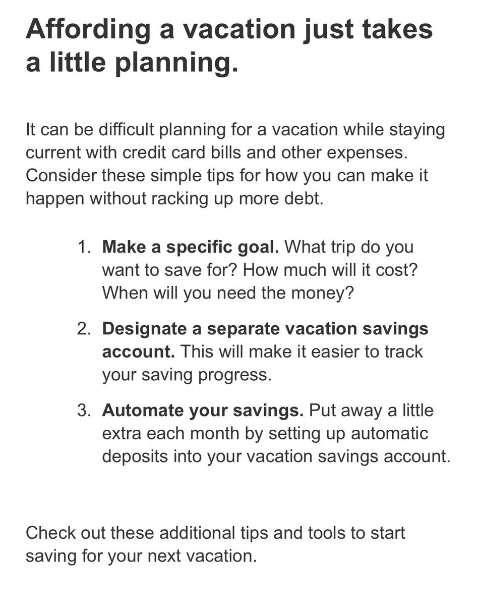 This was an email I received this morning from one of the worlds largest stock brokerage firms,Fidelity Investments.They advise steps you can take to make vacations affordable.Take the guess work out of vacation costs and turn to the pros <a href="/diamondresorts/">Diamond</a> to put you on vacation!💎