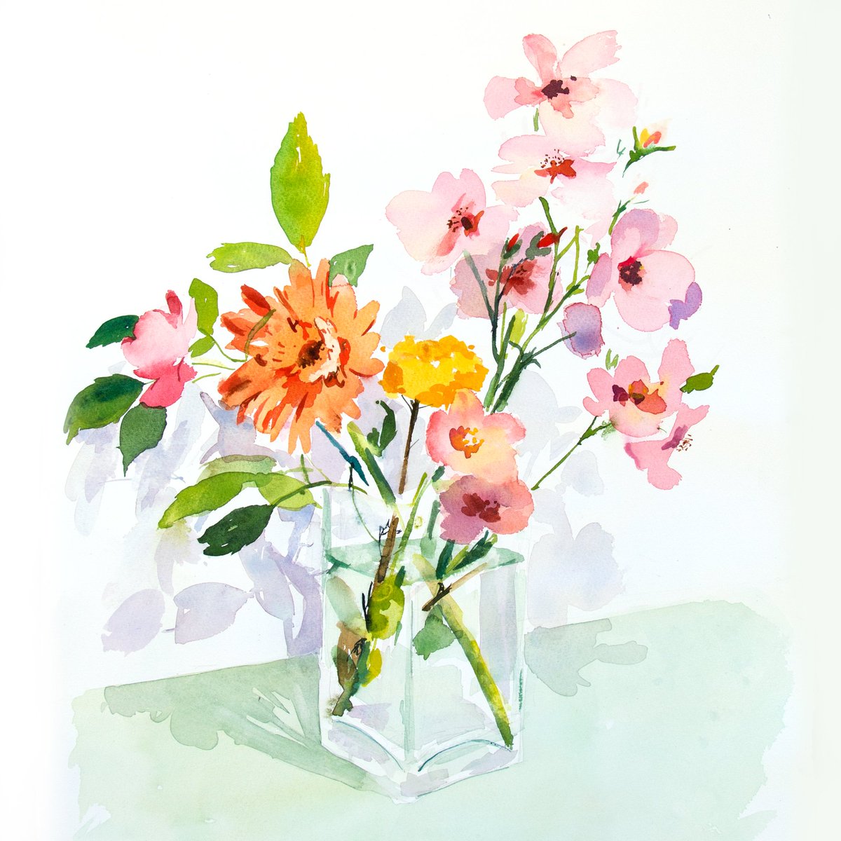 roxwellpress's tweet photo. Final painting with pictures of sketch and subject. It was really helpful to make the pastel sketch first, to figure out how the flowers fit on the paper. https://t.co/Wm8EHv68lO