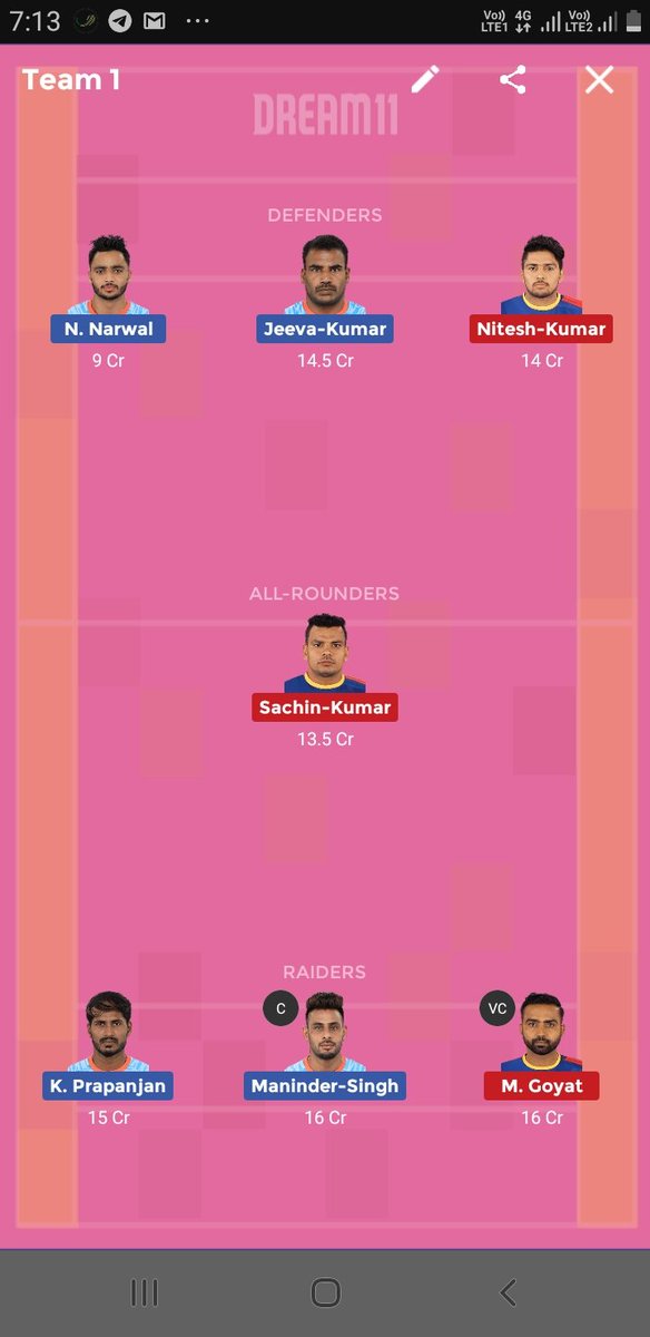 Royalgoyal23's tweet photo. #VIVOPROKABADDI #BENvsUP #Dream11 team post telegram channel #UPvsBEN
final team update...👇
https://t.co/csDZ2rJqzq
🖕🖕🖕🖕
Check FINAL team in telegr
#Dream11 #VIVOProKabaddi2019
Try to use both team with 70% invest with team1
Team2 use as a backup team with 30% amount https://t.co/DfgPcwQ5CO