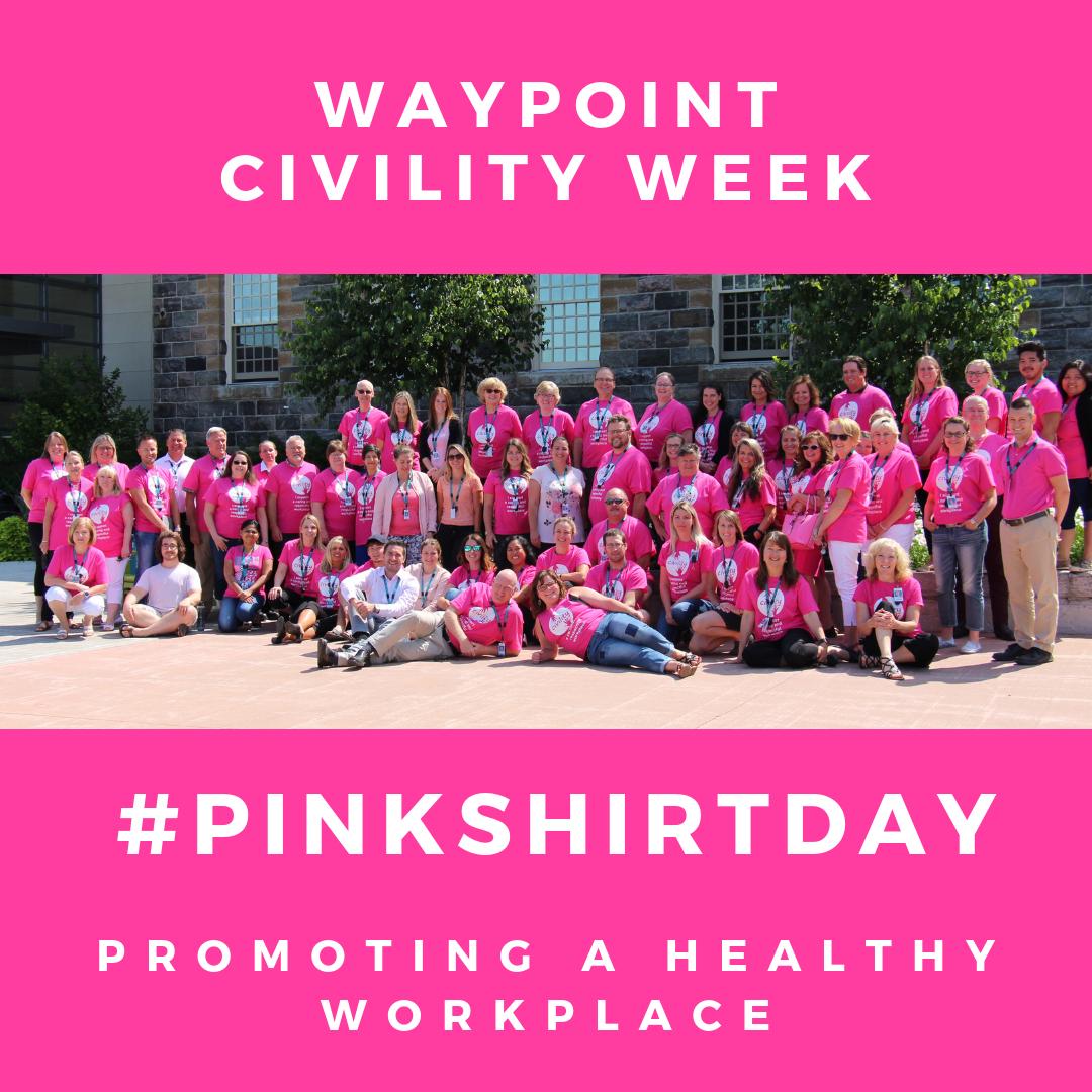 WaypointCtr's tweet photo. #civilityweek #pinkshirtday #StrongerTogether https://t.co/swxFZE9InZ