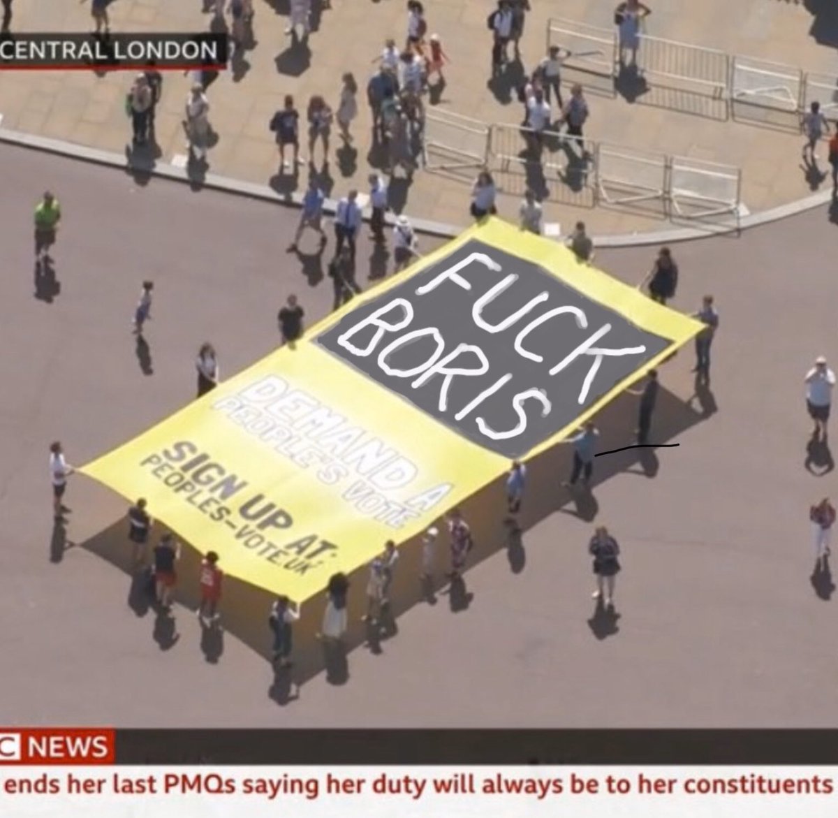 What the banner should have said #fuckboris #peoplesvote #NextPrimeMinister #NotMyPrimeMinister