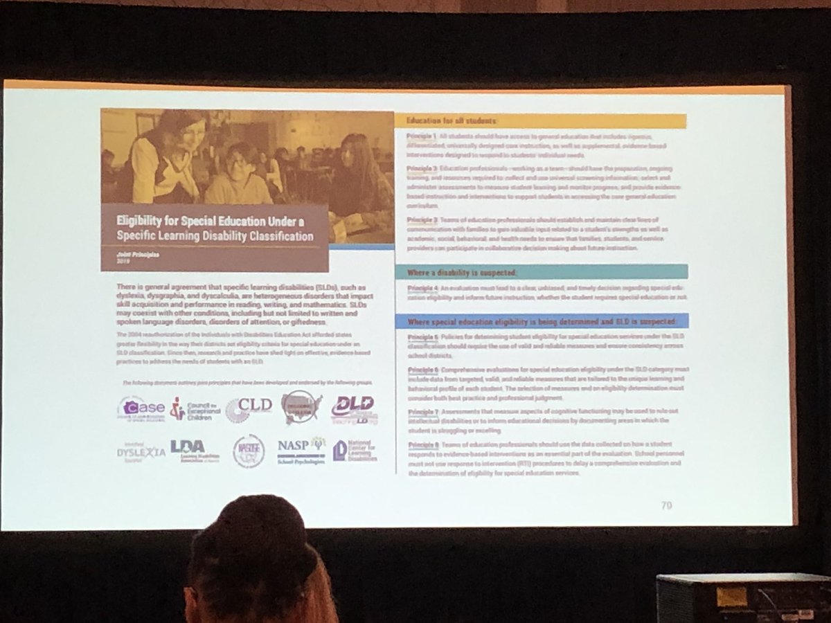 TheNCII's tweet photo. Coming soon from @ncldorg and partners is a new document with principles for consideration around SLD eligibility #oseplc19 https://t.co/aQmZluA9x6