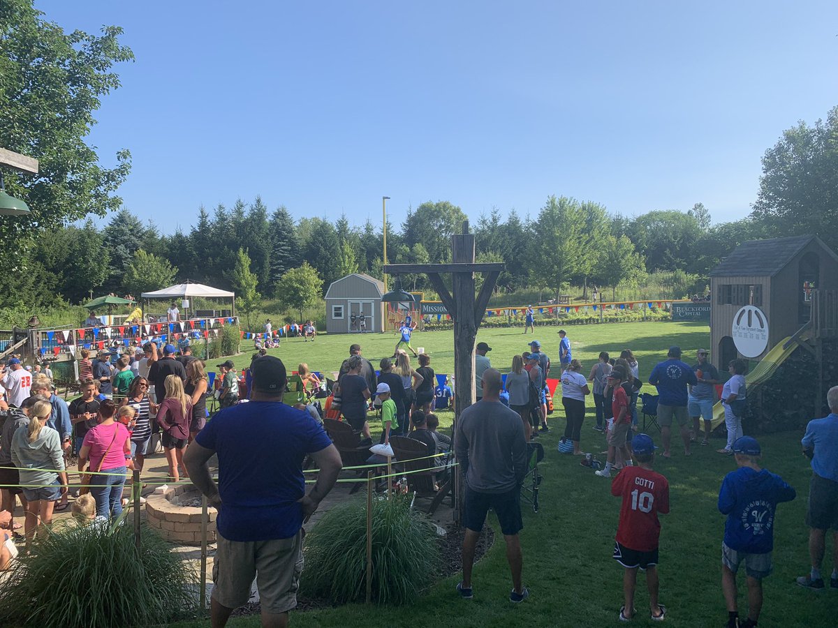 GrandRapidsPD's tweet photo. Competition is heating up at the west side backyard “Mission Field”. Thank you to the neighborhood for inviting GRPD. #OneContactOneConnection https://t.co/NbMgp7YCNh