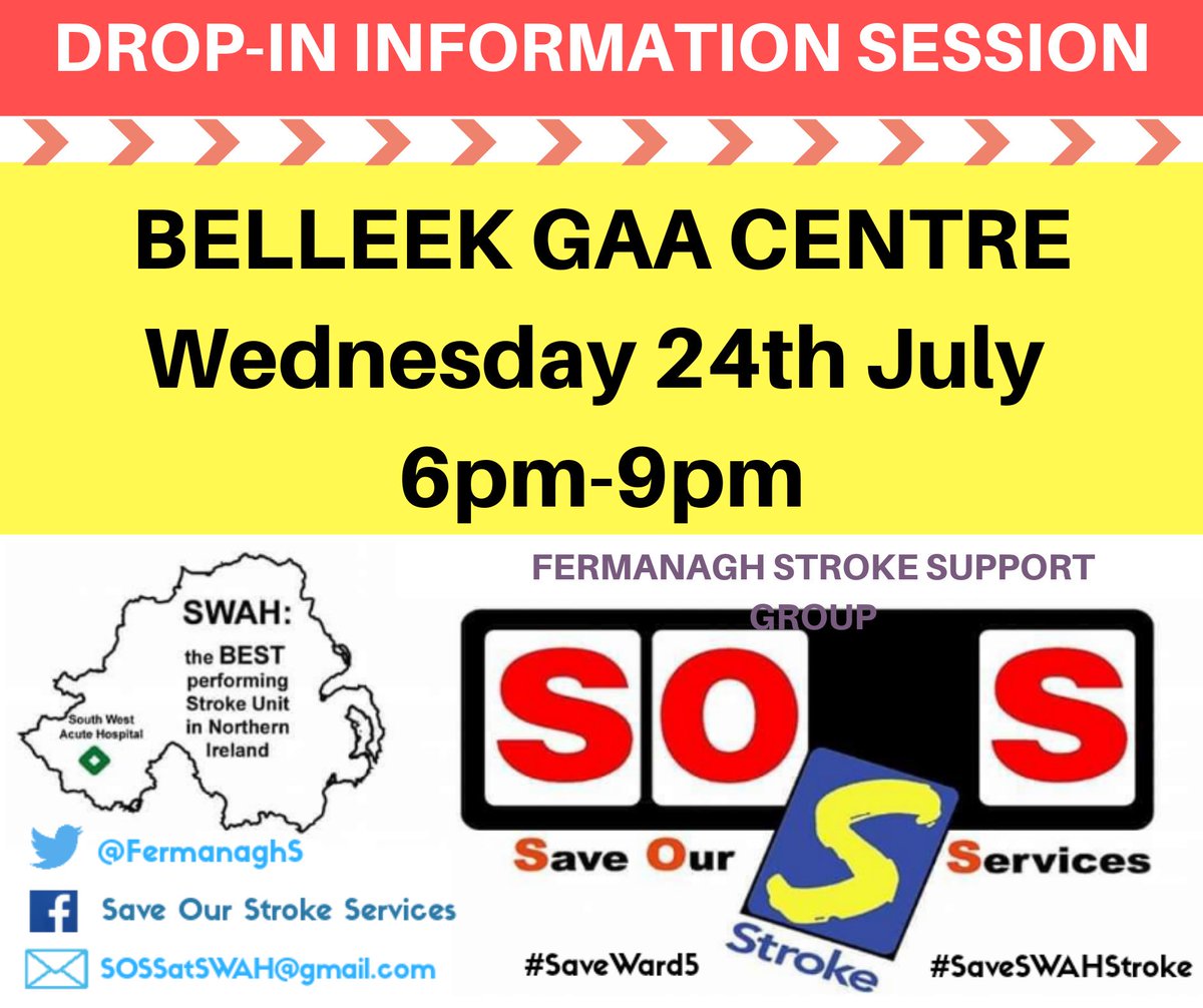FermanaghS's tweet image. Oops! Did you notice our typo? For confirmation, we're in #Belleek tonight (Wednesday). We're also in #Coonian #Cooneen. Our amazing volunteers all over the place 👏👏👏 Make sure you spend a few minutes taking part to #SaveSWAHStroke #SaveWard5