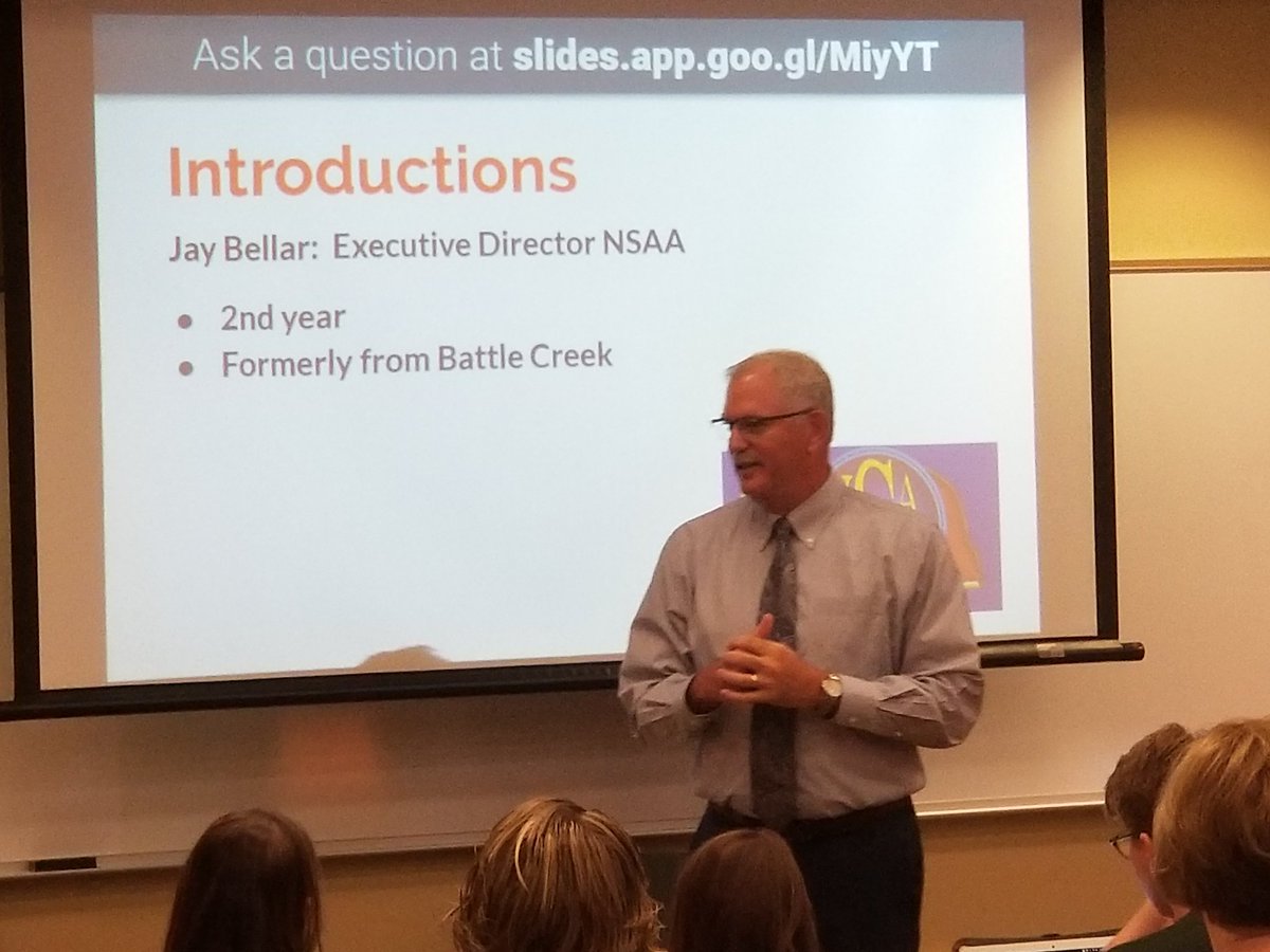 TheNSCTA's tweet photo. Happy to have Executive Director NSAA Jay Bellar here this morning at Speech Workshop at @nsaaevents https://t.co/bOCfFAQR10