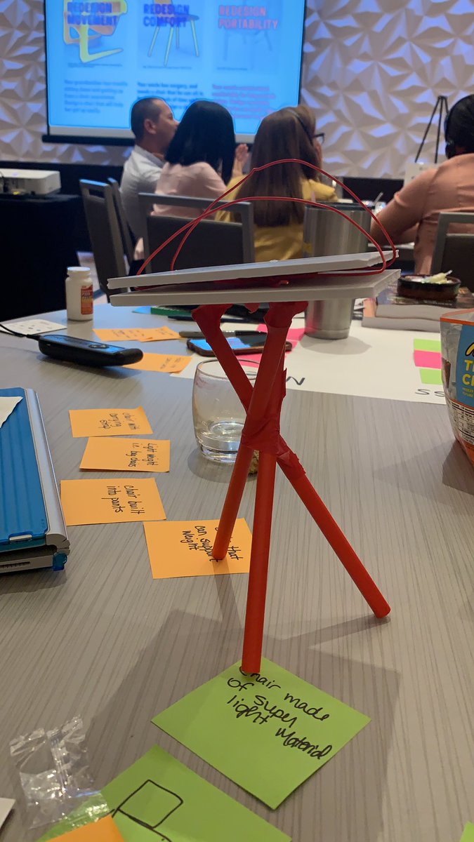 Crookeanna's tweet photo. Learning about design thinking this morning with a chair prototype! @DrDonPhipps @LesaWidener @KMcEllen @CaldwellVoice @SmithsonianScie #laserspi https://t.co/07MDgaNM8F