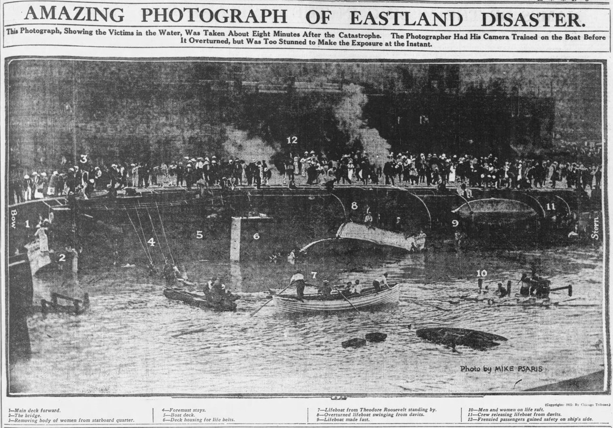 _newspapers's tweet photo. This newspaper photo shows the scene the Eastland Disaster in #Chicago, which occurred #OTD in 1915. A ship tipped over at the dock, resulting in more than 800 deaths.  

See the photo and read eye-witness accounts in the @chicagotribune on our site: https://t.co/2zfsRUrYaV https://t.co/7afUmZNosi