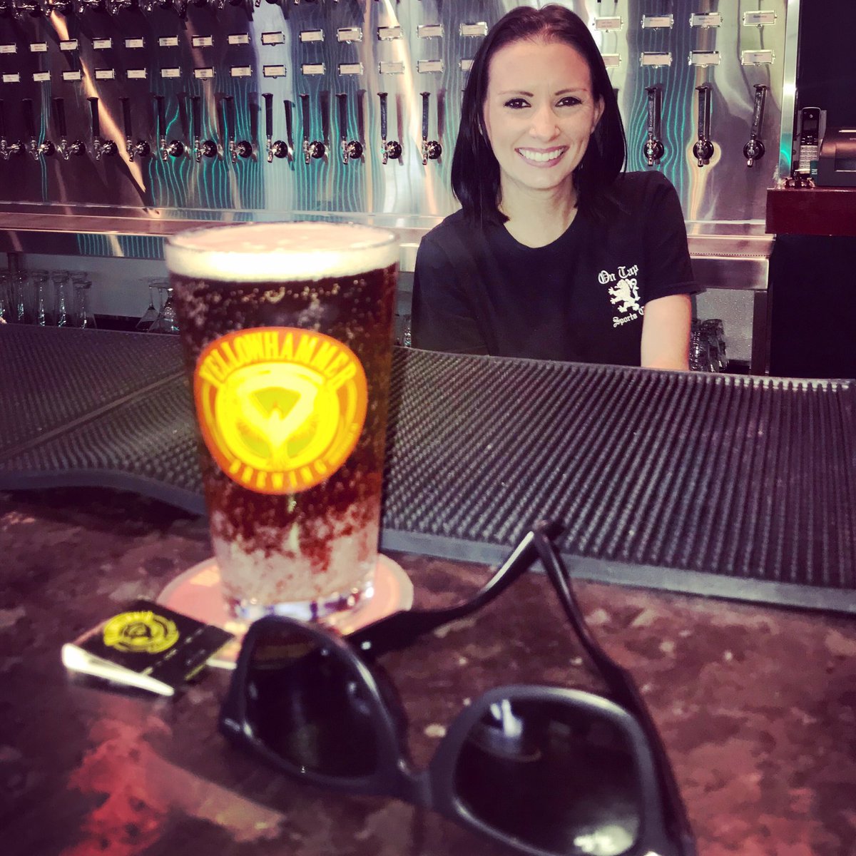 YellowhammerRep's tweet image. Pour a lil’ Rebellion into your Hump Day with Alaina ⁦@OnTapSportsCafe⁩ Liberty Park.  Beer Cure.  Belgian White draft too!  ⁦@YellowhammerAle⁩