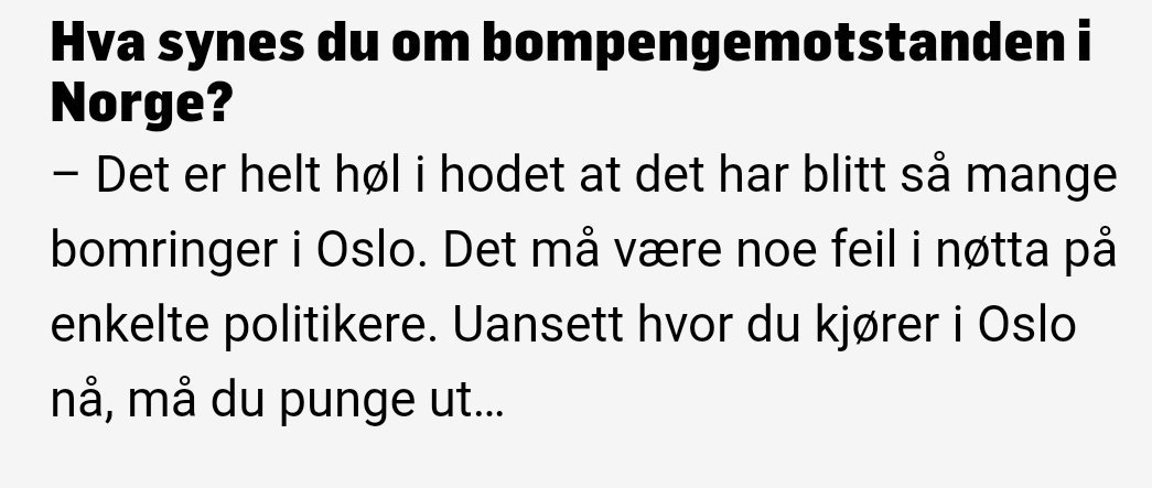 JoranOdegaard's tweet photo. - Må være noe feil i nøtta på enkelte politikere! 
Rallysjåfør #HenningSolberg om #bompenger https://t.co/tXVS23DJCs