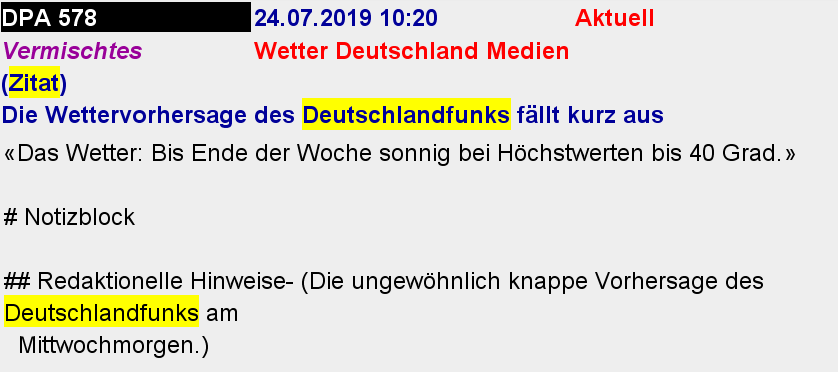 mbertolaso's tweet photo. Etwas neidische Kolleg*innen anderer Medien sagen mir schon mal, "Aus dem @DLF würde die @dpa sogar den Wetterbericht zitieren." Tja, was soll ich sagen... @DLFNachrichten: https://t.co/dCvemfT2pu