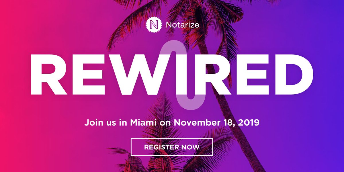 Today we're excited to announce Rewired, the real estate industry's fastest-growing conference! This November, we'll unite leaders in the real estate industry to talk about how technology is impacting home buying and more. Register today. 🗓 notarize.com/blog/meet-rewi… #Rewired19