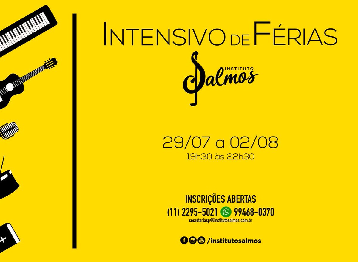 InstitutoSalmos's tweet photo. Você quer conhecer o Instituto Salmos? Ter uma semana de muito aprendizado? E ainda conhecer pessoas que estão fazendo a diferença no Reino de Deus?
Vem para o Instensivo de Férias. https://t.co/gQxzzddS8Q