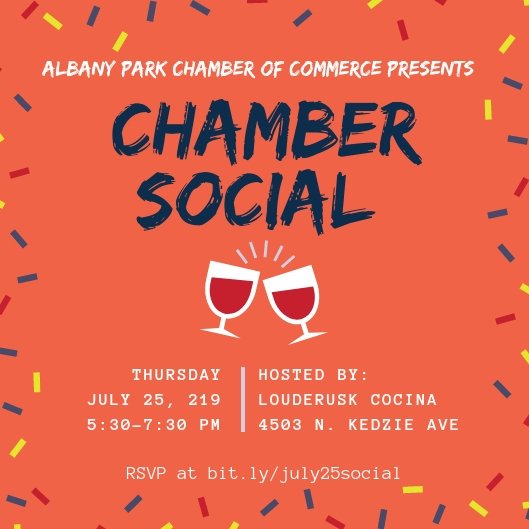 Don't forget to RSVP to our Chamber Social (After Hours) networking event! Connect with fellow business peers, sip on drinks, and enjoy delicious appetizers provided by Louderusk Cocina.
