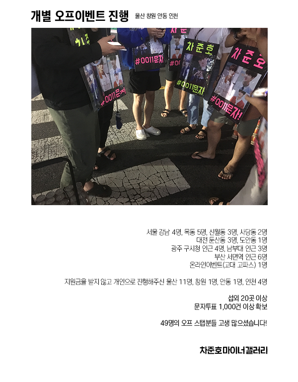 chajunho_mg's tweet photo. 📌7월19일 문자투표 오프이벤트 후기 😀✌️

프로듀스X101 마지막방송 생방송 문자투표를 위해
49명의 온/오프 스탭이 전국적으로 참여해주었습니다!

방송 전에는 준비하느라 고생하시고 
당일에는 생방도 보지 않은 채 현장에서 고생하셨습니다

정말 수고 많으셨습니다🙇‍♀️💛

#차준호 #CHAJUNHO #울림 https://t.co/b5d2SwC5aw