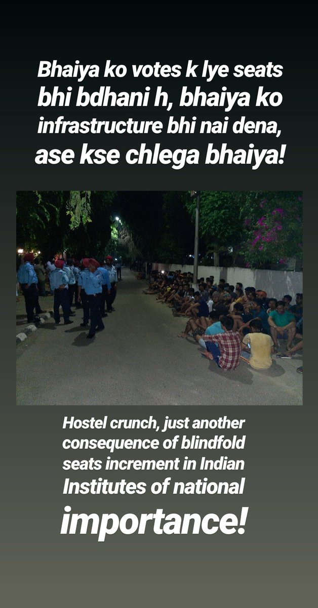 Imarv7's tweet photo. Students at an Institute of National Importance, NIT Jalandhar who are supposed to be the future of India are facing hostel crunch, how do you answer that? Seats keep on increasing first Girls then EWS but infrastructure doesn't. @HRDMinistry @MinistryOfHRD @PrakashJavdekar https://t.co/JBN8PYzKbz