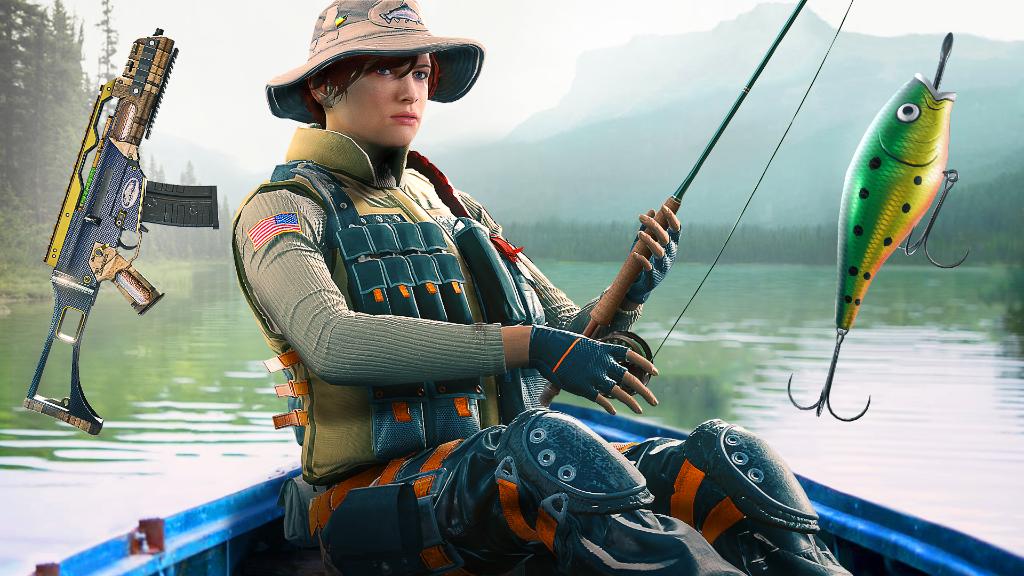 Rainbow6Game's tweet photo. 🎣 Get reel and hook yourself up with Ash's Angler Bundle. 

Unlocks the Fly Fishing uniform, Mosquito Net headgear, Fish Hook charm and Rod Reel weapon skin for the G36C. https://t.co/ezxoN6XuuN