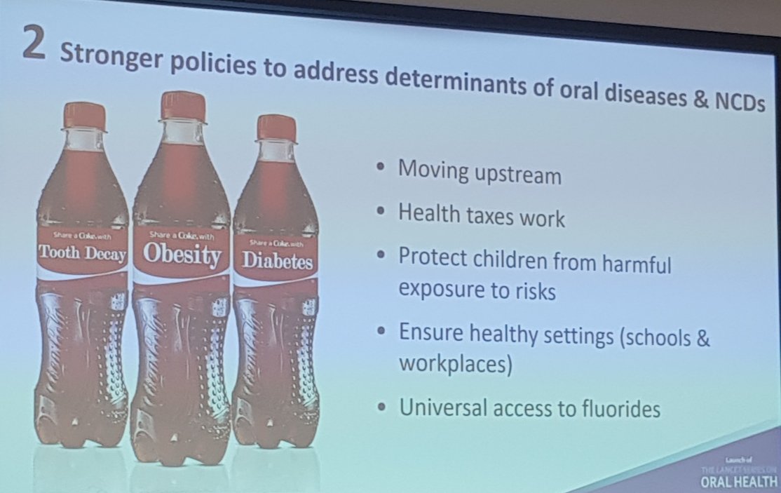 Striking imagery in arguing for policy interventions, Habib Benzian presenting at the launch of the @TheLancet oral health series. @UCL_DentalPH  #GlobalOralHealth. Well done all on this important piece of work.