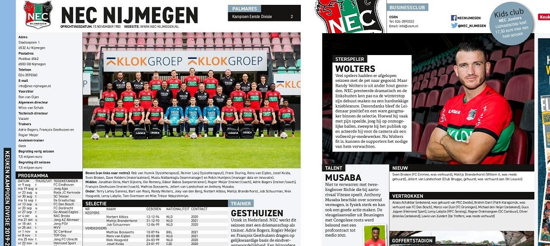 En de Nationale Voetbalgids 2019 van ELF Voetbal is naar de drukker. Na twee weken in een bubbel heb geleefd. 98 clubs geportretteerd uit de Eredivisie, Eerste, Tweede, Derde Divisie Zaterdag en Zondag plus Vrouwen Eredivisie boordevol informatie. Donderdag 1 aug verschijning.