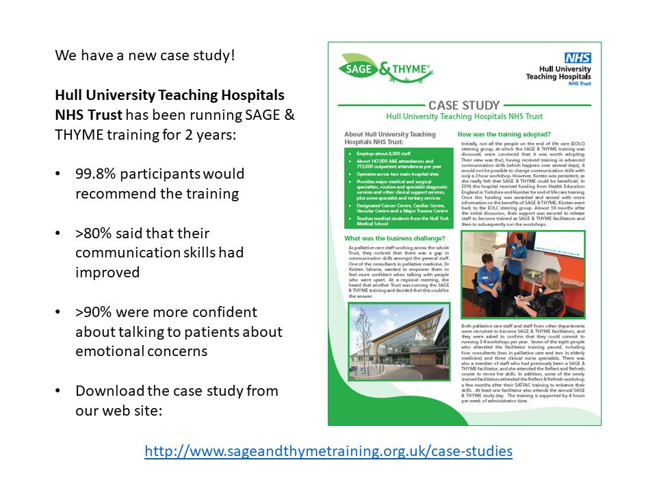 SAGE & THYME (@sageandthyme_) on Twitter photo Thank you to <a href="/HullHospitals/">Hull University Teaching Hospitals NHS Trust</a> for their case study of #SAGEandTHYME training. Please view here sageandthymetraining.org.uk/case-studies – At Wythenshawe Hospital Thank you to <a href="/HullHospitals/">Hull University Teaching Hospitals NHS Trust</a> for their case study of #SAGEandTHYME training. Please view here sageandthymetraining.org.uk/case-studies – At Wythenshawe Hospital