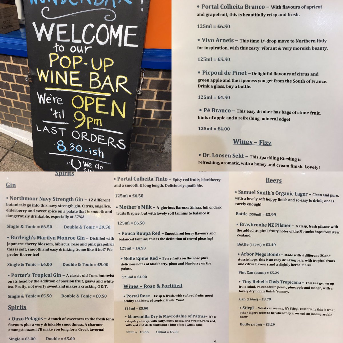 #whatsonthemenu of our #pop up#winebar this week #tasteharborough #summertime #groovytunes #airconditioning #cooldrinks #cheekydrink #earlydoors