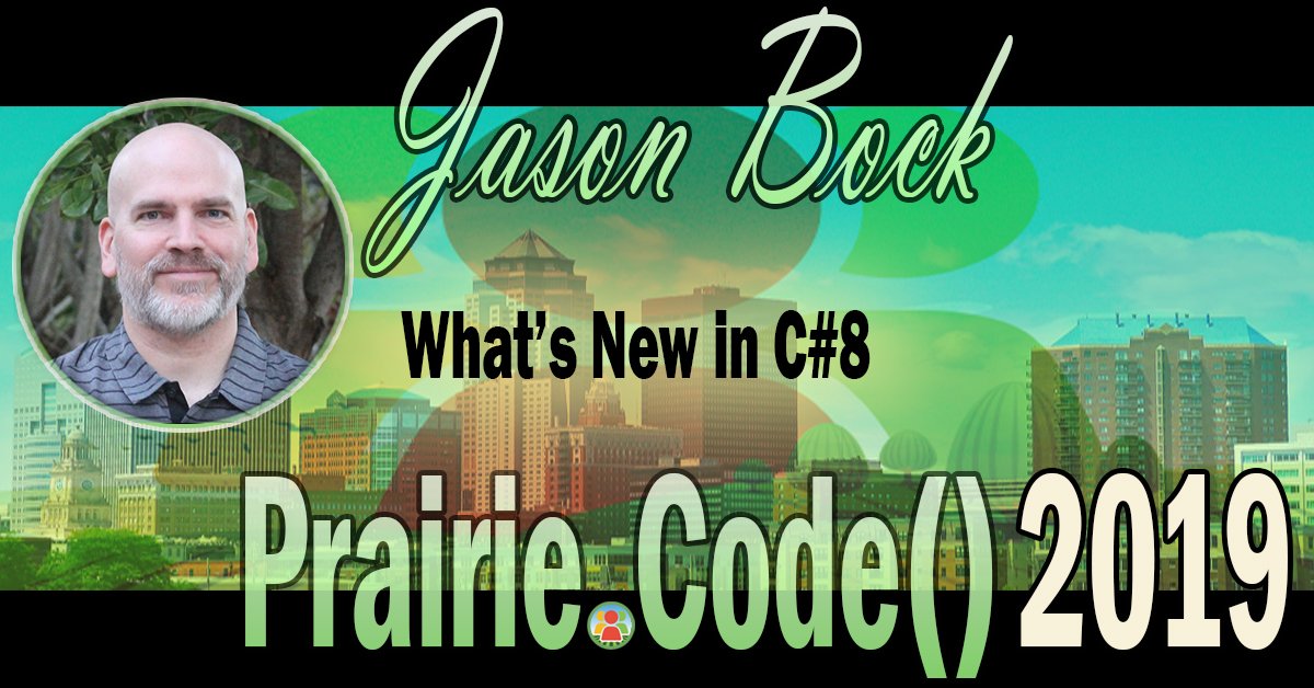 amegala's tweet image. What&apos;s New in C#8?
Jason Bock will tell you at Prairie.Code() Sept. 11-13th!

prairiecode.amegala.com

@jasonbock @magenic @dsmHack @dwolla @dmevolve @FluencyApp @gravitatedsm #csharp #IowaTech #DesMoinesTech #DesMoines