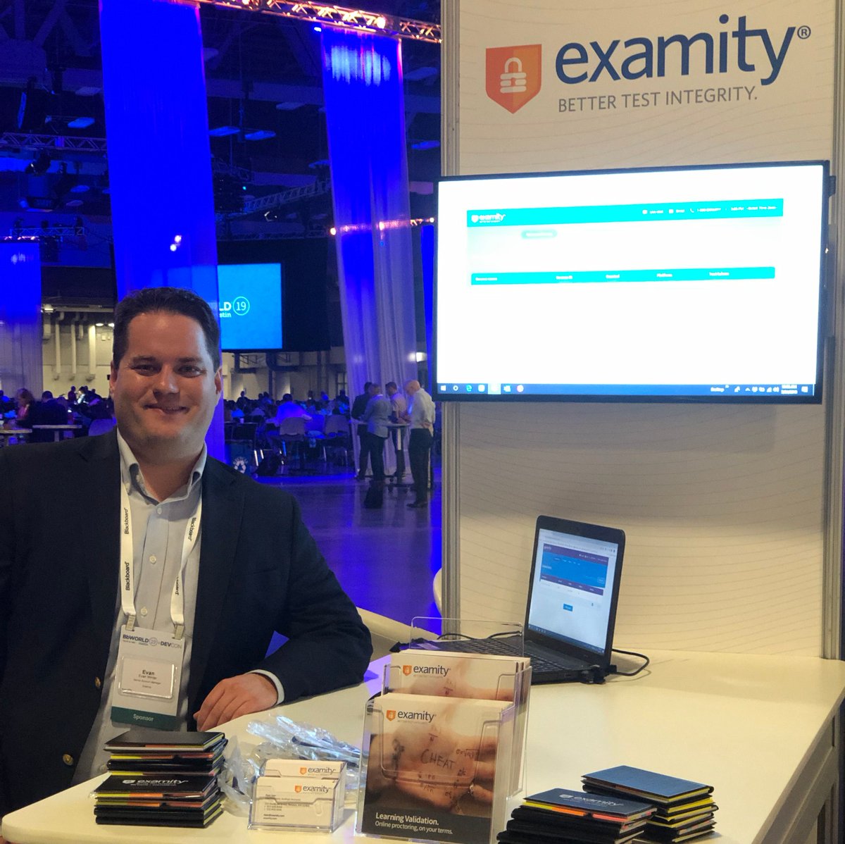 examity's tweet photo. Goods eats, entertainment and #edtech - all in one location. We're in #AustinTX at #BbWorld19, and can't wait to meet you at booth 227. Come meet Team @Examity and learn more about our #learningvalidation offerings! https://t.co/Rur9loygRB