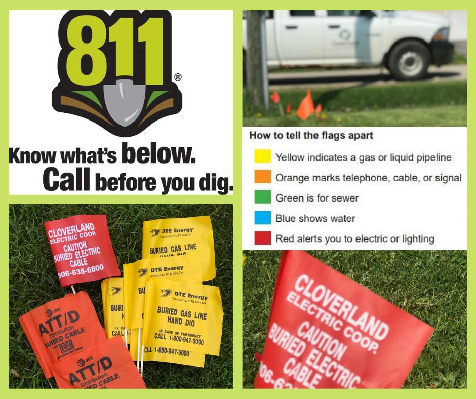 cloverlandcoop's tweet image. Do you know your flags? A simple call or click to Miss Dig can save lots of hassle. This free service notifies all utilities to mark all underground lines within 3 days. #missdig811 #callorclickbeforeyoudig