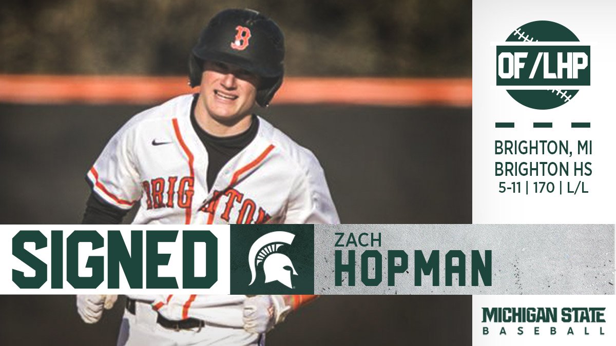 Michigan State Baseball on X: We are excited to welcome Zach Hopman ( Brighton, Mich.  Brighton High School) to the Spartan Baseball Family!  Read more about Zach: 📰:  ⚾#GoGreen   /