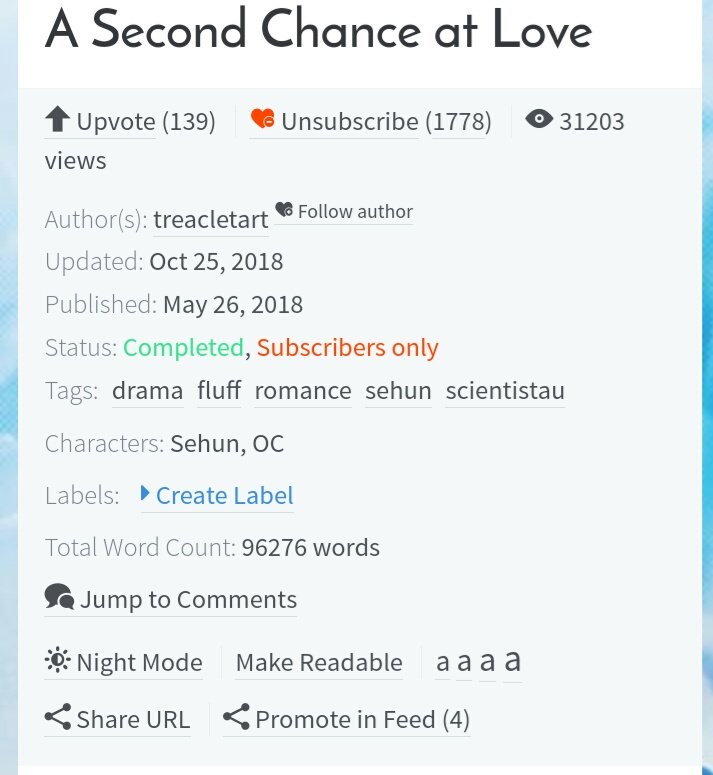 A Second Chance at LoveCompletedSehun x OcDrama, fluff https://www.asianfanfics.com/story/view/1346999/a-second-chance-at-love