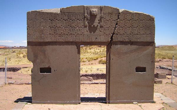 Gate of the Sun - Tiwanaku. It was found with the front side laying face down. Notice the weathering on the backside that was face up.