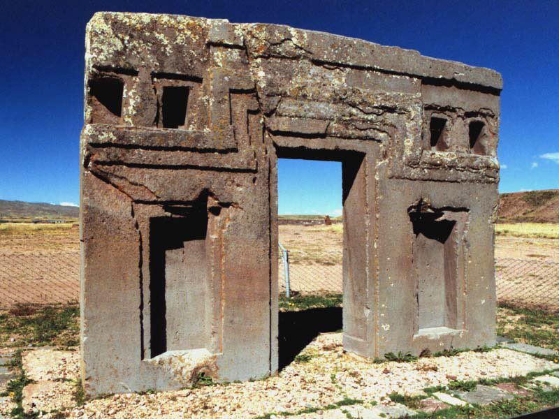Gate of the Sun - Tiwanaku. It was found with the front side laying face down. Notice the weathering on the backside that was face up.