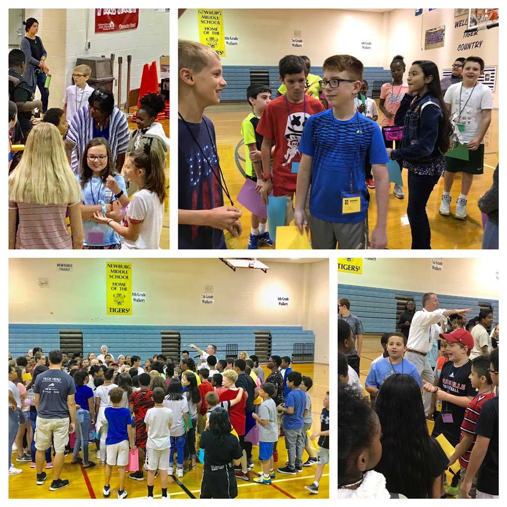 Nicole_Adell's tweet image. We kicked off “Tiger Ready” this AM with the classic game of Rock, Paper, Scissors!  Newburg’s awesome 6th Gr. Principal, Ross Carroll, led the challenge!  #BuildingRelationships #NEWburg #ClassicFun #TigerTech