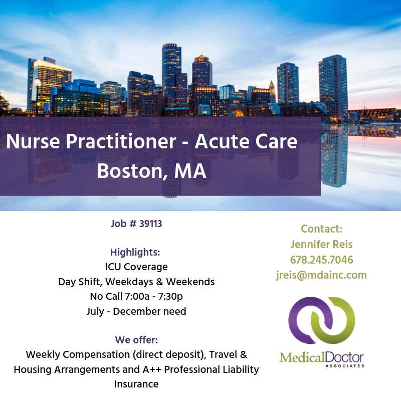 MDAstaffing's tweet photo. We have a great Nurse Practitioner opportunity in Boston. To learn more, check out the job listing here: https://t.co/qRb8xHNP1g or contact Jennifer today! #recruitment #nursepractitioner #boston https://t.co/IHeDCiYWB8