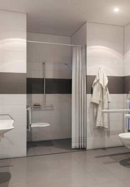 KBIS's tweet photo. A3) For the bathroom, we’ve got to go with #QuickDrainUSA. Linear drains make for a seamless transition from wet to dry, reducing risks of slips and falls! #exhibitorlove #kbtribechat https://t.co/SarmxIqmqM