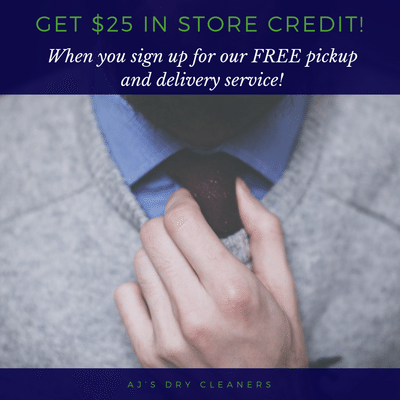 $25.00 store credit when you sign up for our free pick up and/or delivery service. Uptown Charlotte area? Swing on by for our friendly in house service with a smile. We also delivery to your home or place of business.
ajsdrycleaners.com
@FOX46News 
@SpecNewsCLT