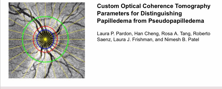 Hardest decision OD faces is differentiating papilledema from pseudopapilledema. We are continuing to find new ways to help! Congrats Laura! #uhco <a href="/aaopt/">American Academy of Optometry</a>