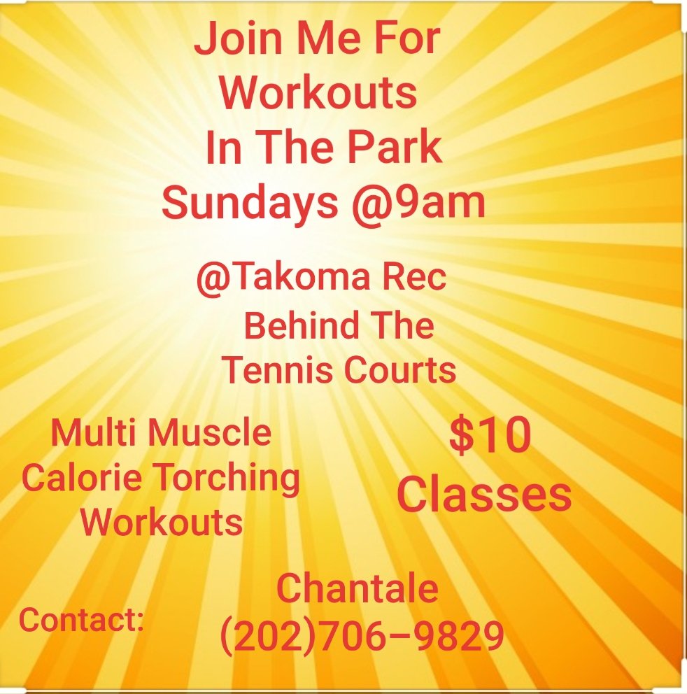 AlterEYo's tweet photo. My girl,  @ChantaleSwanson, is having workouts on Sundays at the Takoma Park Rec in the DC area. Check her out. https://t.co/w2QGjyP1xs