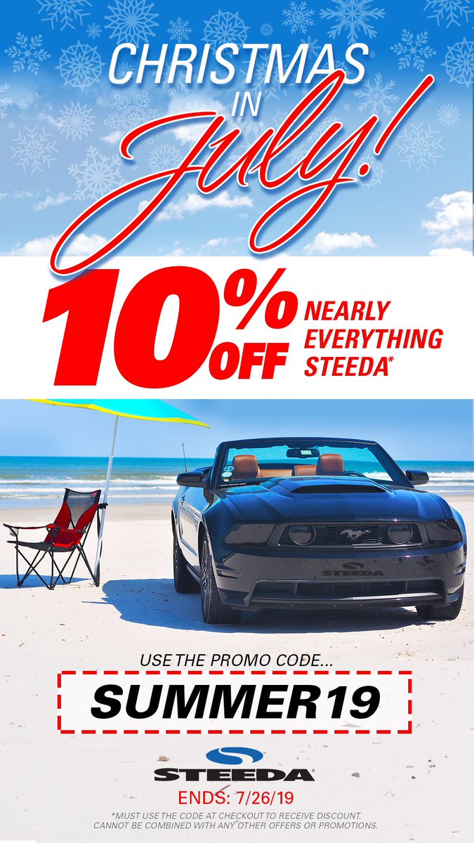 The_JPEmerson's tweet photo. RT steedaautosport: This HOT!βοΈ
Save 10% Off Nearly Everything Steeda! https://t.co/iq1LB4n6jP
Use the code βSummer19β.
π Ends Friday 7/26/19.Save on #Springs, #Exhaust, #Brakes, #Shifters, Accessories & More.
#Steeda #MustangMods #christmasinjuly #must⦠https://t.co/PRZZcyYlXz