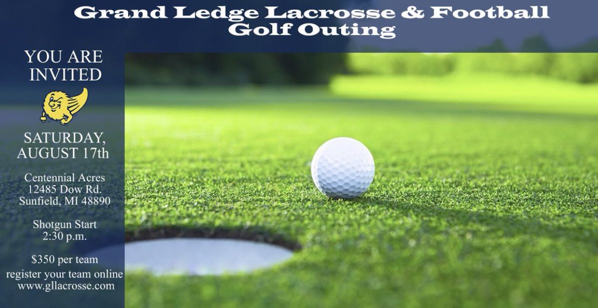 GLGirlsLax's tweet photo. Come support the Lacrosse Club and Youth Football by attending our upcoming golf outing!

You can register and pay online at https://t.co/RMBOHSp7Zv 
OR
Register and pay the day of the event at https://t.co/XV7qtjfS2g https://t.co/DUAmnwNZuW
