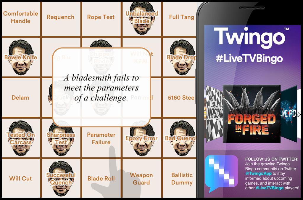 🔥 The only thing hotter than the weather this summer is #ForgedInFire on <a href="/HISTORY/">HISTORY</a>. Make it a little hotter with Twingo, the app for Live TV Bingo at Twingo.tv!
