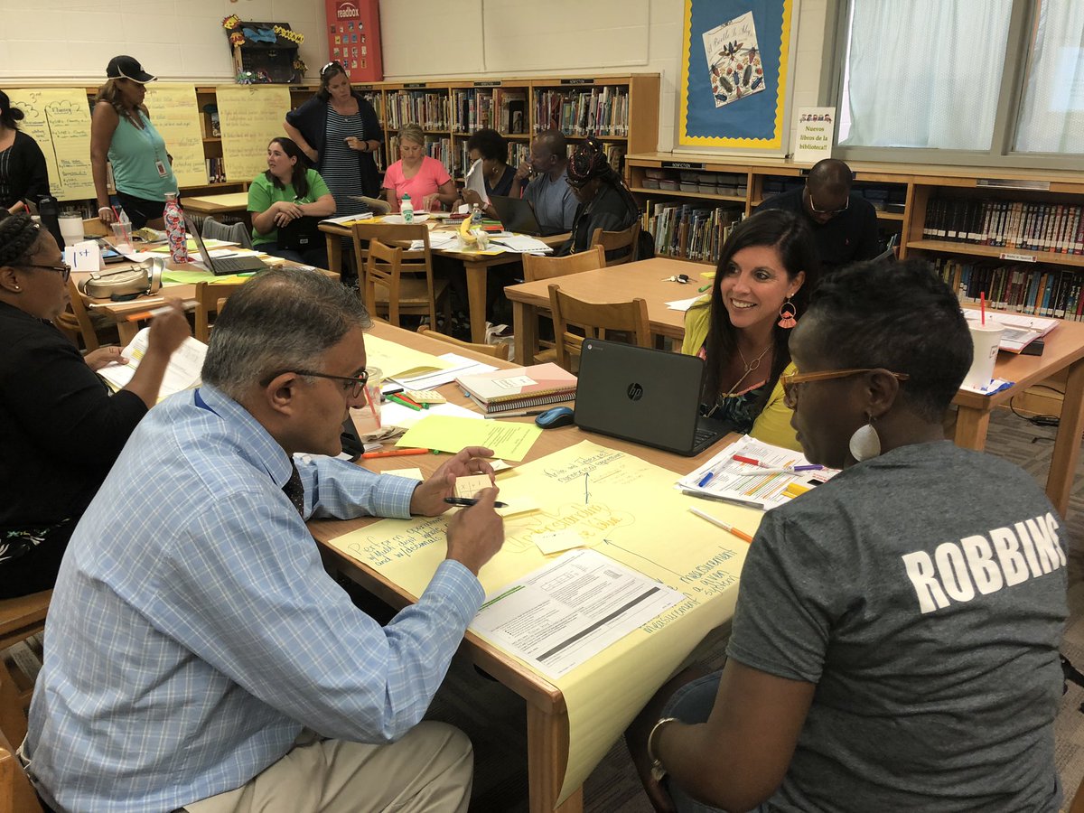 FossaluzzaAmy's tweet photo. Digging in to the 8 math practices, workshop model, and unpacking standards with @JFKennedyElem and @MrJadSalameh. Love learning with my Kennedy family! We are #allin https://t.co/2AU568J08D
