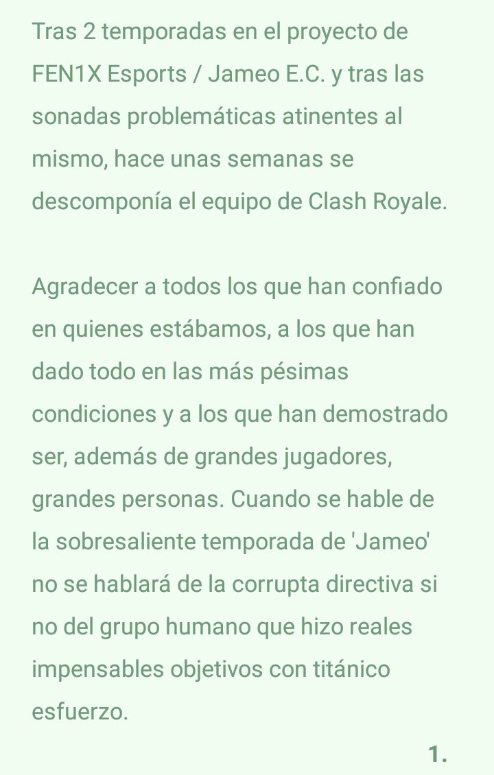 ChiefNaim's tweet image. Tras 2 temporadas en el proyecto de FEN1X Esports/Jameo E.C. paso a ser Agente Libre en calidad de Mánager/Assistant Mánager.

Escucho ofertas de cualquier proyecto serio.

Contacto vía MD. Aporto Currículum Deportivo tanto en inglés como en castellano.

Se agradece difusión.