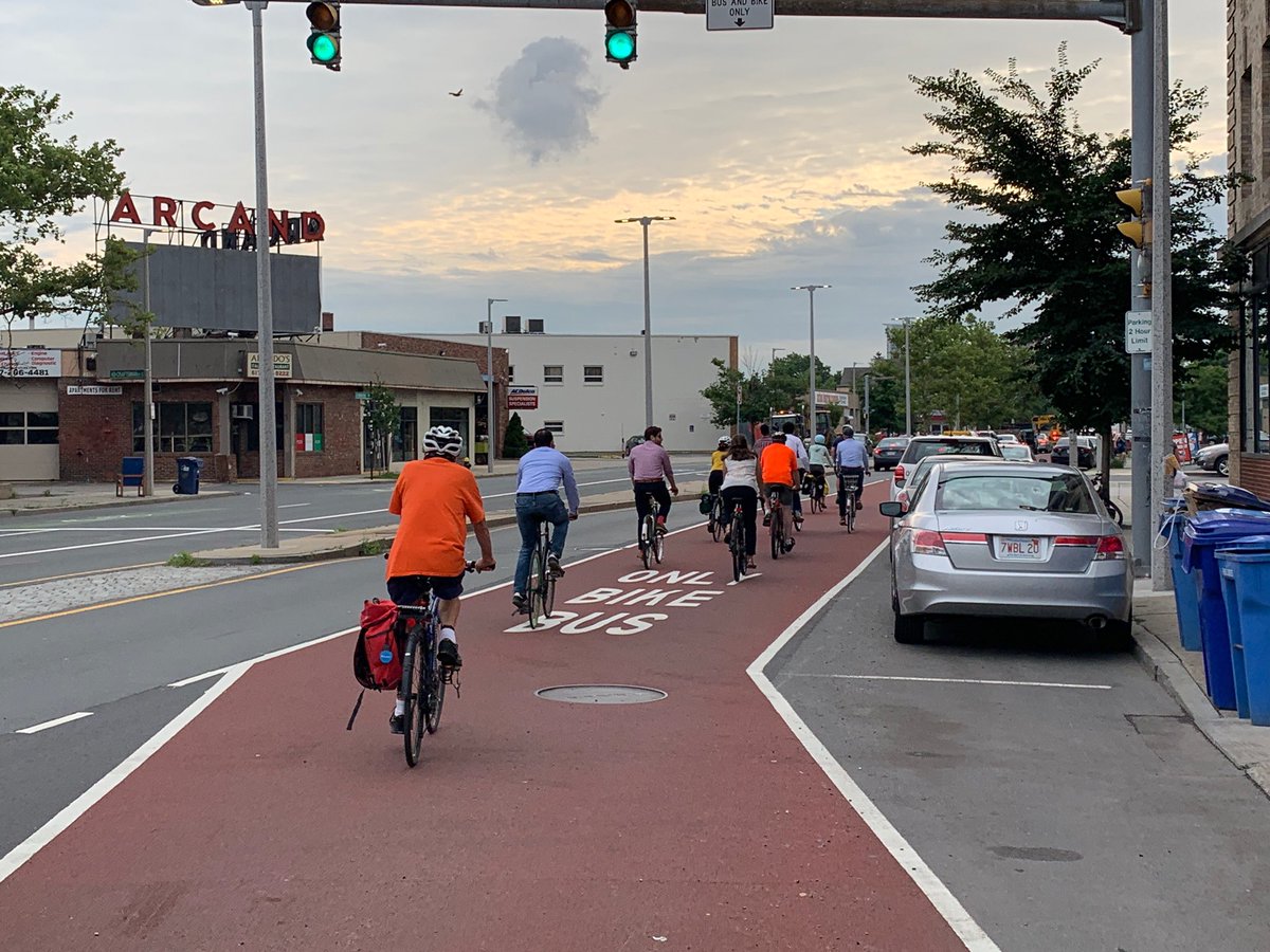 BostonBTD's tweet photo. #teambtd was proud to celebrate the new Brighton Ave Bus/Bike Lane with our partners at @AllstonVillage @MBTA @StreetsBoston. #keepingbostonmoving https://t.co/OFPdYdbebV